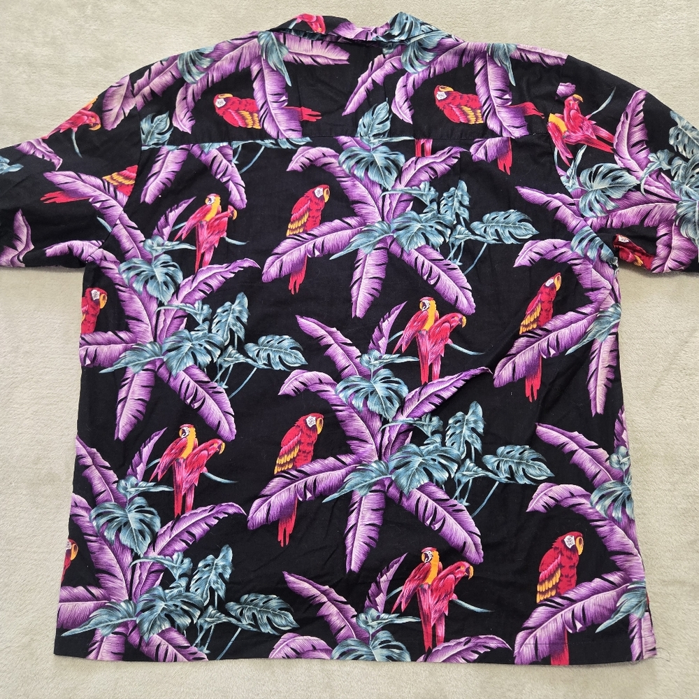 VTG Paradise Found Hawaiian Aloha Shirt Mens Sz XL Magnum PI Parrot AOP USA - Picture 3 of 6